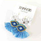 Aros Ojo Turco con Flecos – Topacio Macramé
