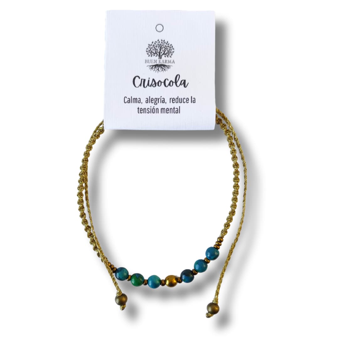 Collar Sentir de Crisocola y Hematita – Topacio Macramé