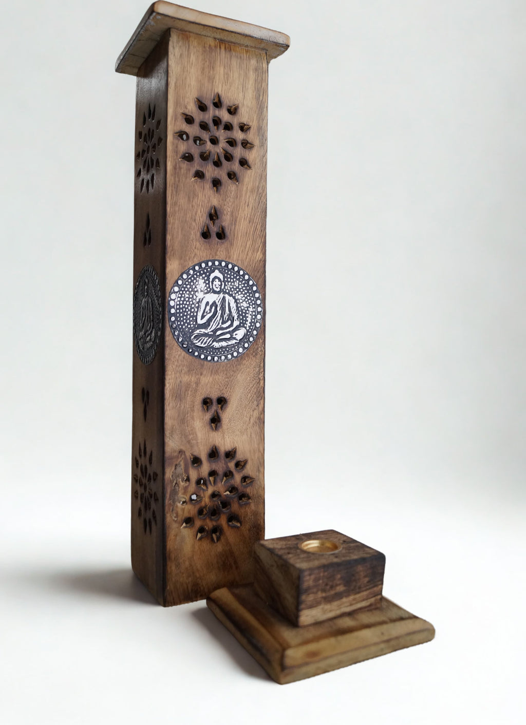 Portaincienso Vertical Madera Tallada Buda
