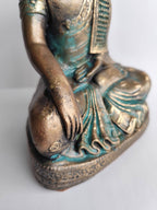 Buda Turquesa Postura de Loto Yeso Pintado a Mano - Artesanías Mariel