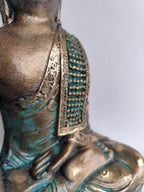 Buda Turquesa Postura de Loto Yeso Pintado a Mano - Artesanías Mariel