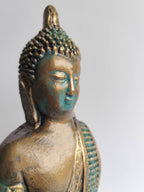 Buda Turquesa Postura de Loto Yeso Pintado a Mano - Artesanías Mariel