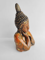 Buda Anaranjado Yeso Pintado a Mano - Artesanías Mariel