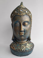 Cabeza de Buda Turquesa Yeso Pintado a Mano - Artesanías Mariel