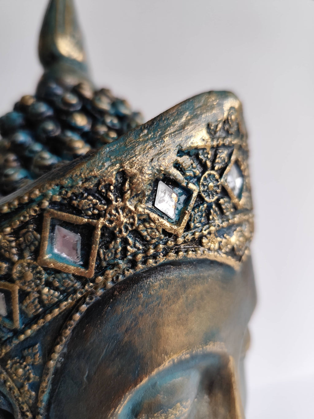 Cabeza de Buda Turquesa Yeso Pintado a Mano - Artesanías Mariel