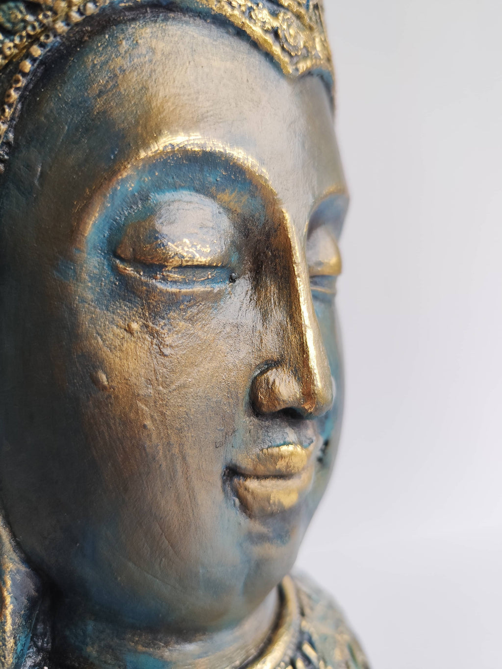 Cabeza de Buda Turquesa Yeso Pintado a Mano - Artesanías Mariel