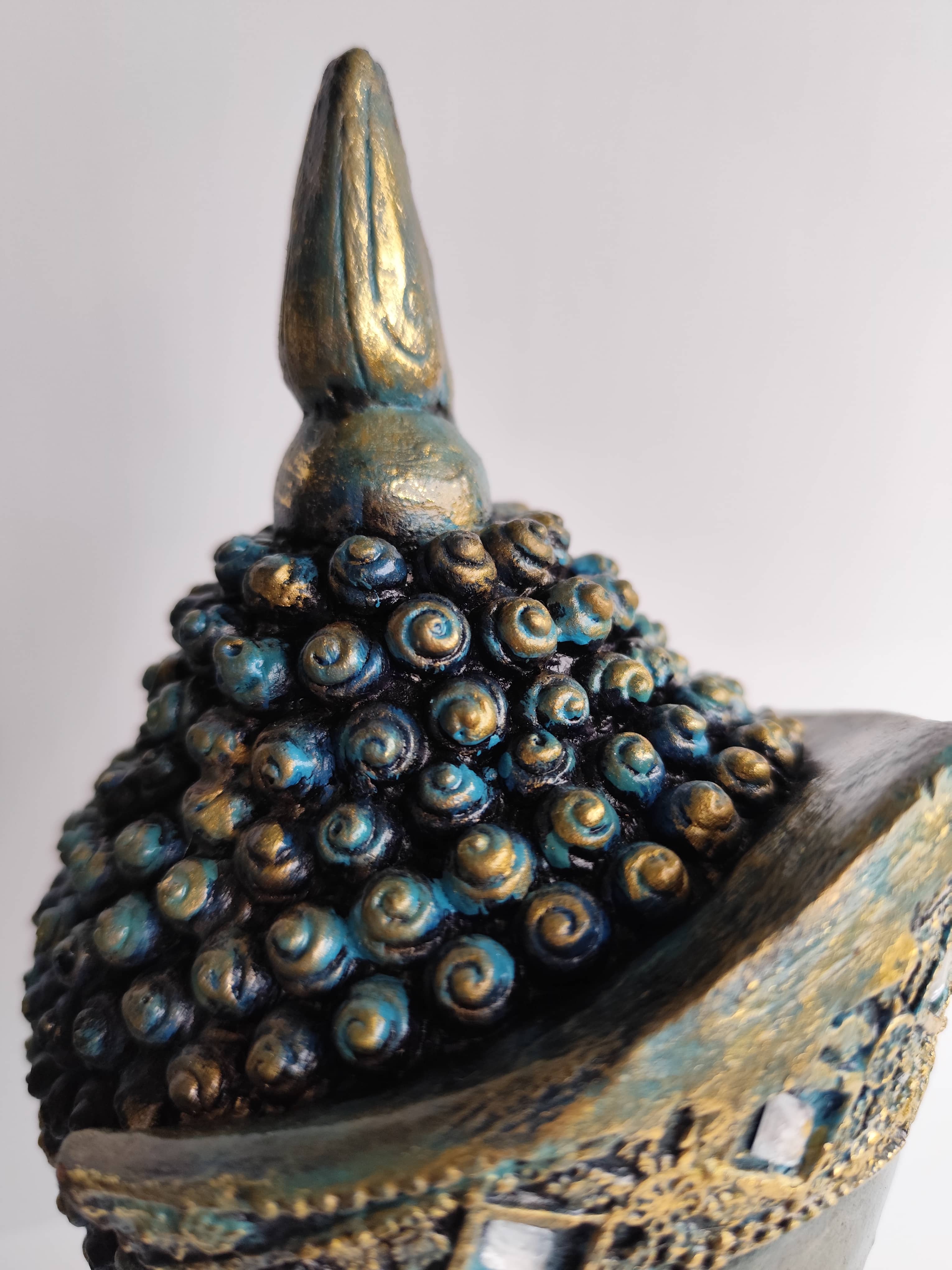 Cabeza de Buda Turquesa Yeso Pintado a Mano - Artesanías Mariel