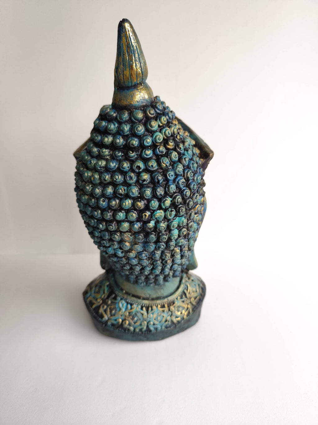 Cabeza de Buda Turquesa Yeso Pintado a Mano - Artesanías Mariel