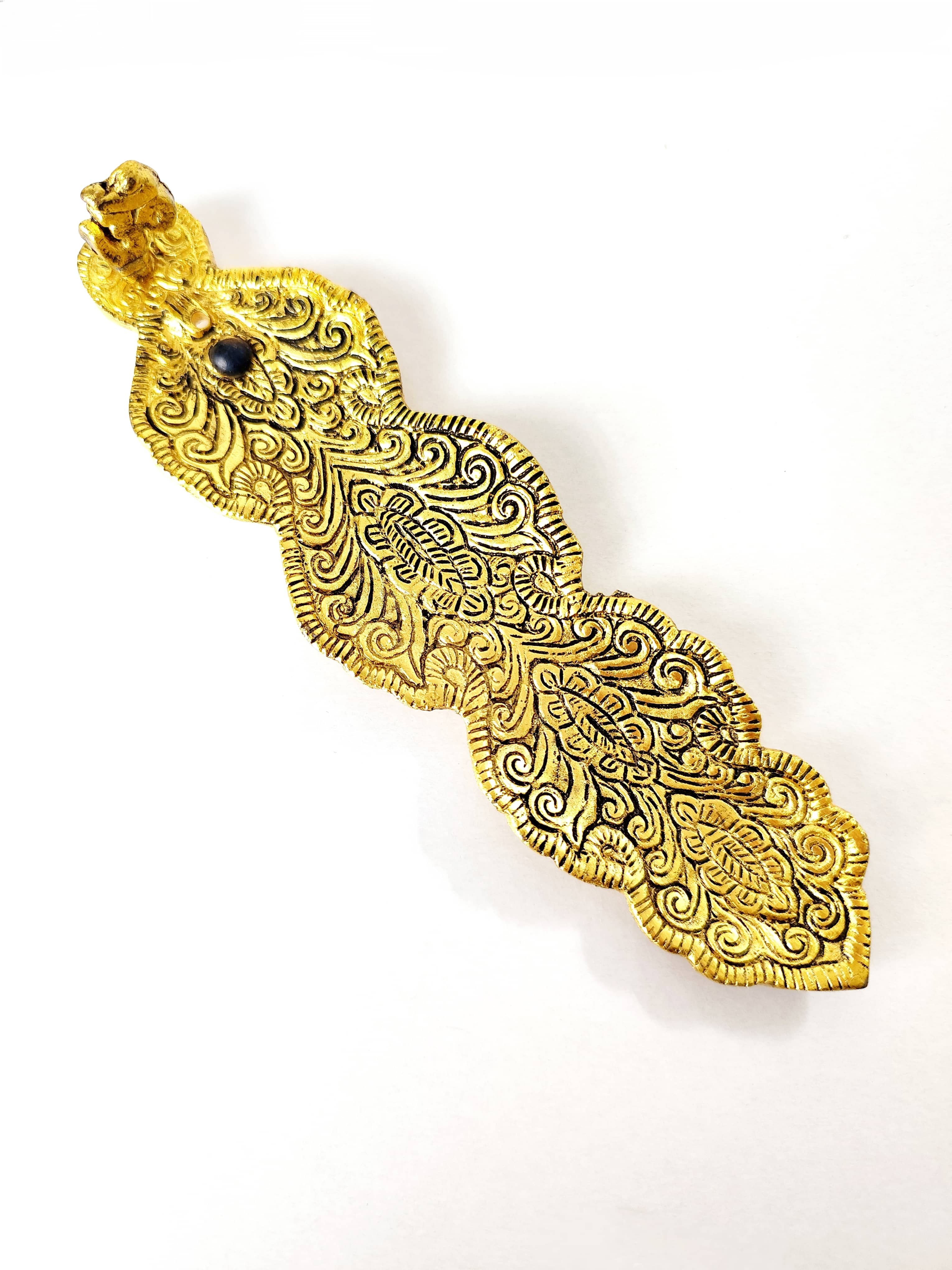 Portaincienso de Metal OM Hoja Dorada