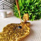 Portaincienso de Metal OM Hoja Dorada