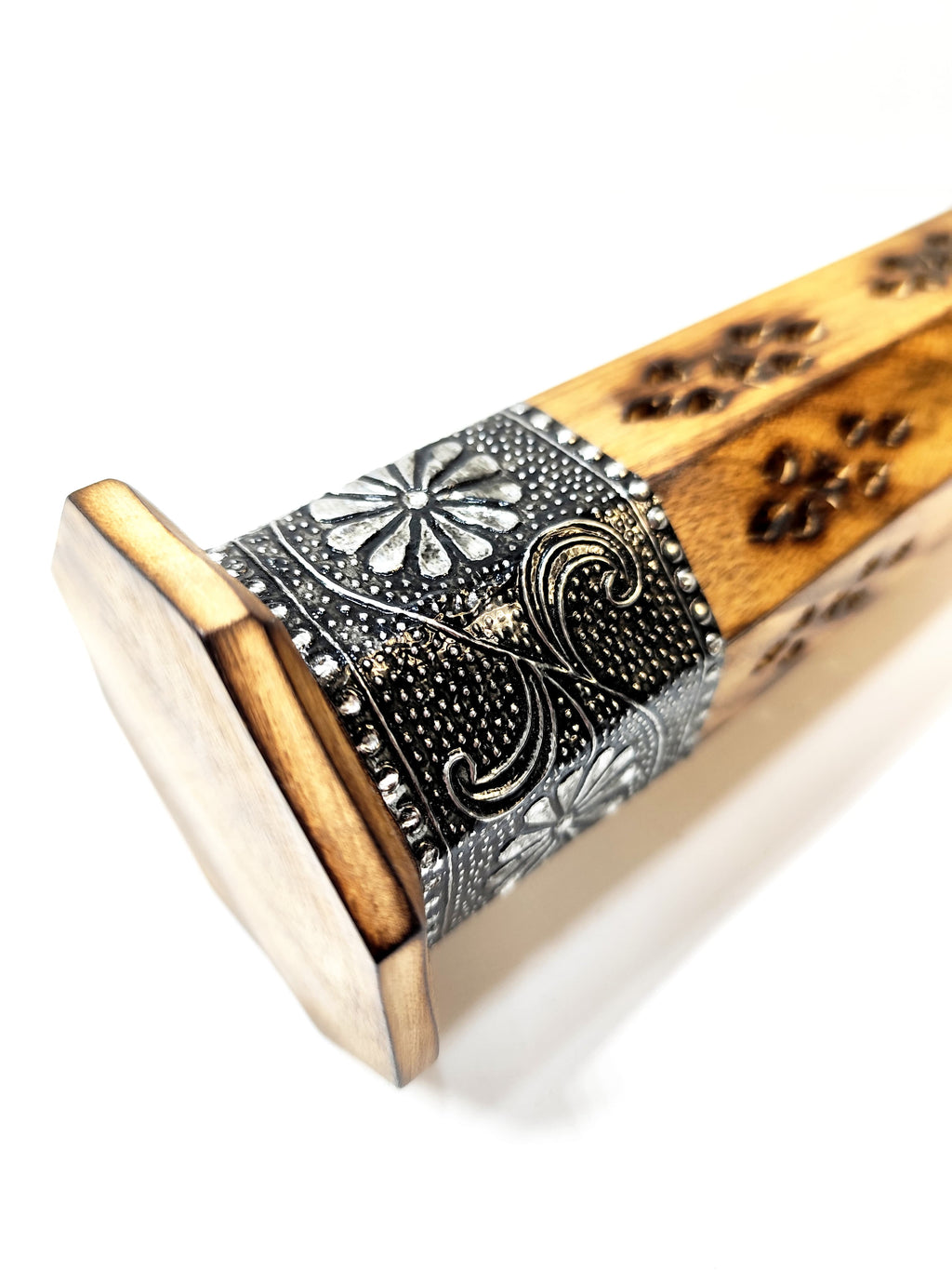 Portaincienso Vertical Madera Tallada Floral