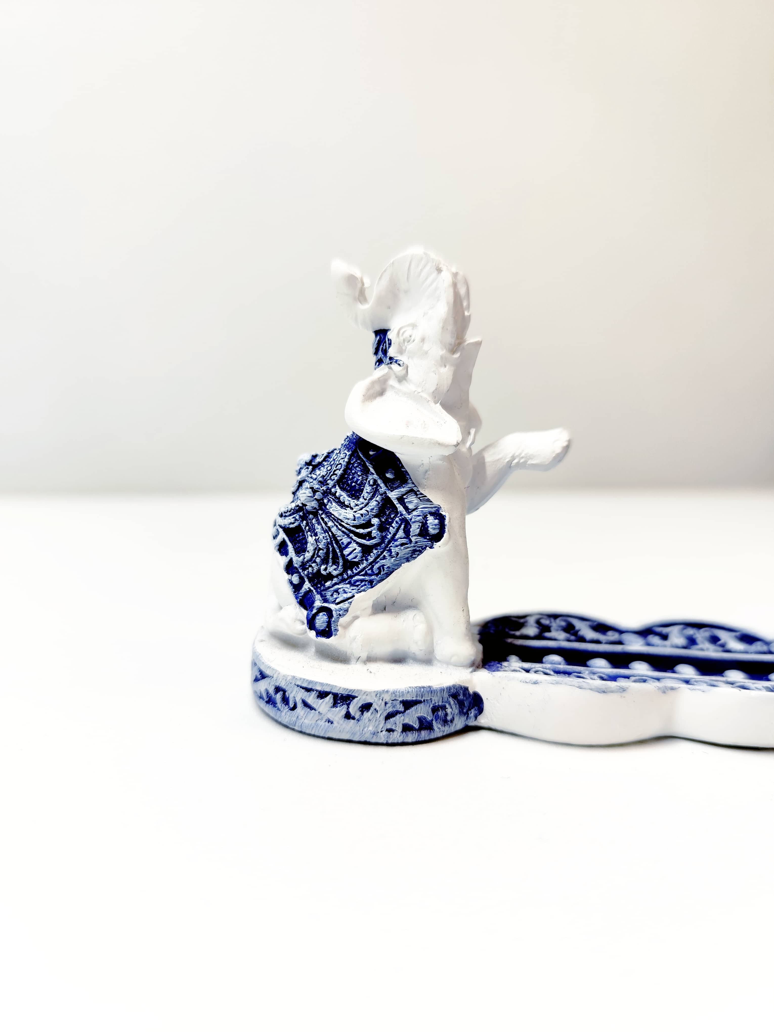 Portaincienso Elefante Blanco y Azul