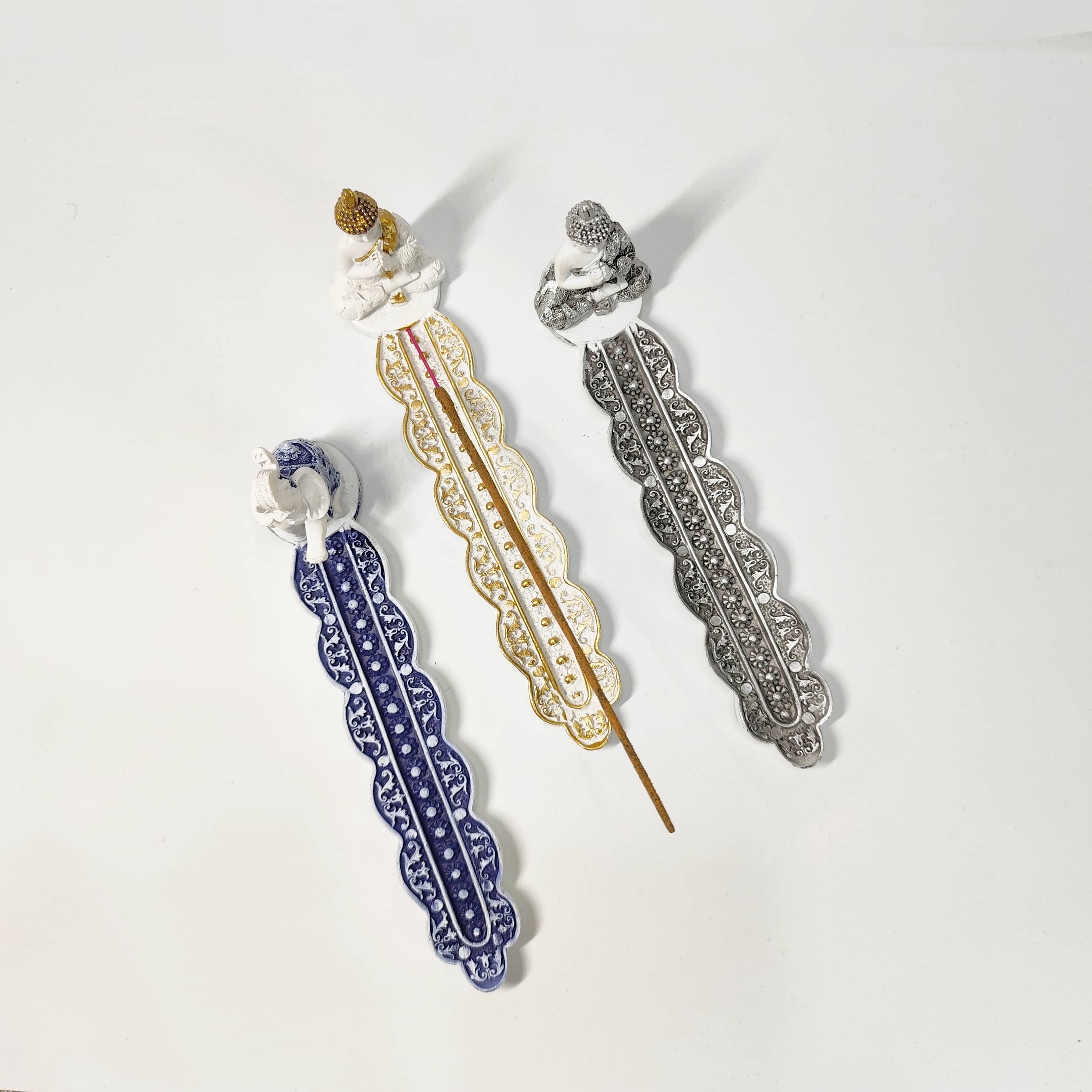 Portaincienso Elefante Blanco y Azul