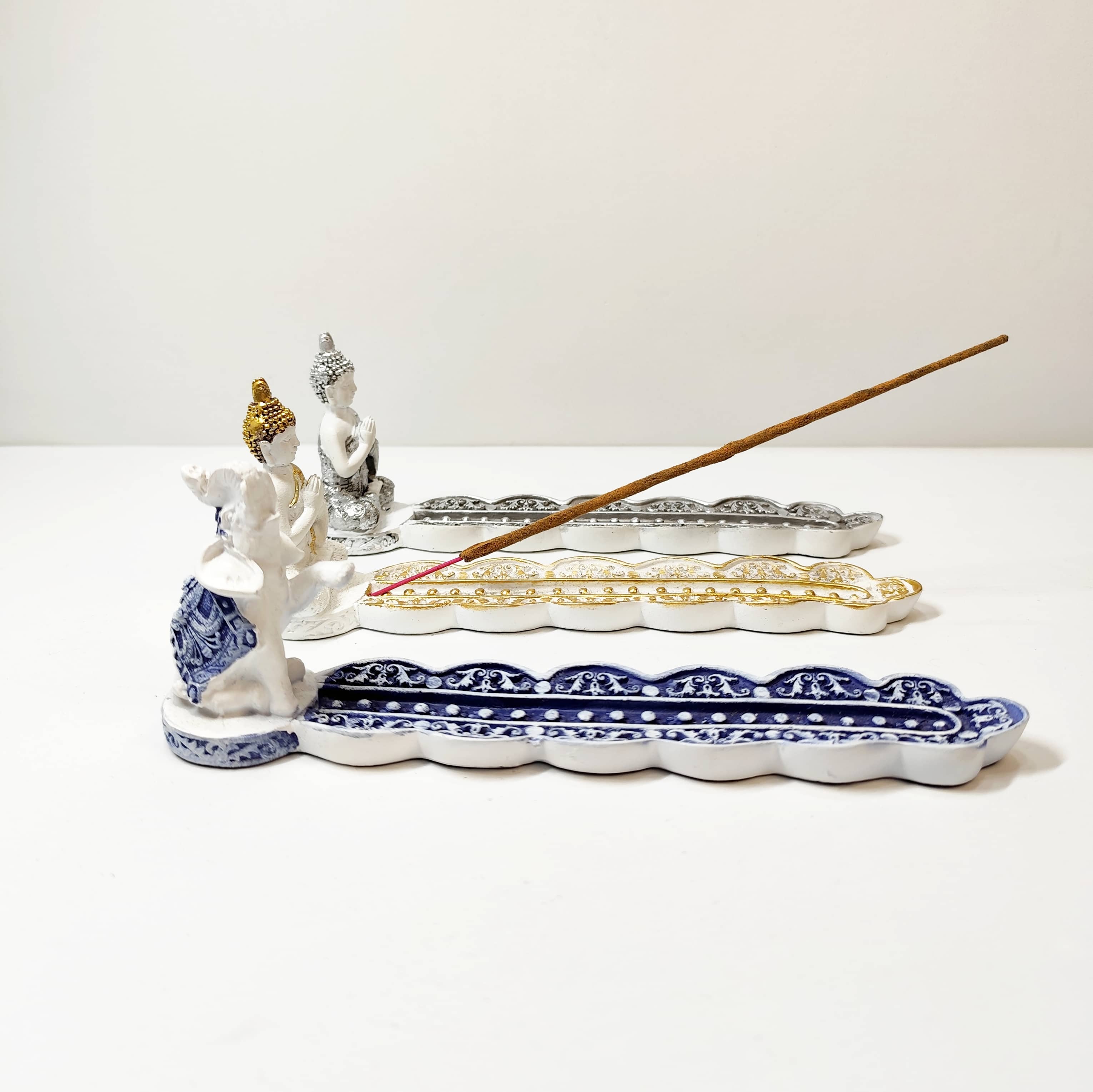 Portaincienso Elefante Blanco y Azul