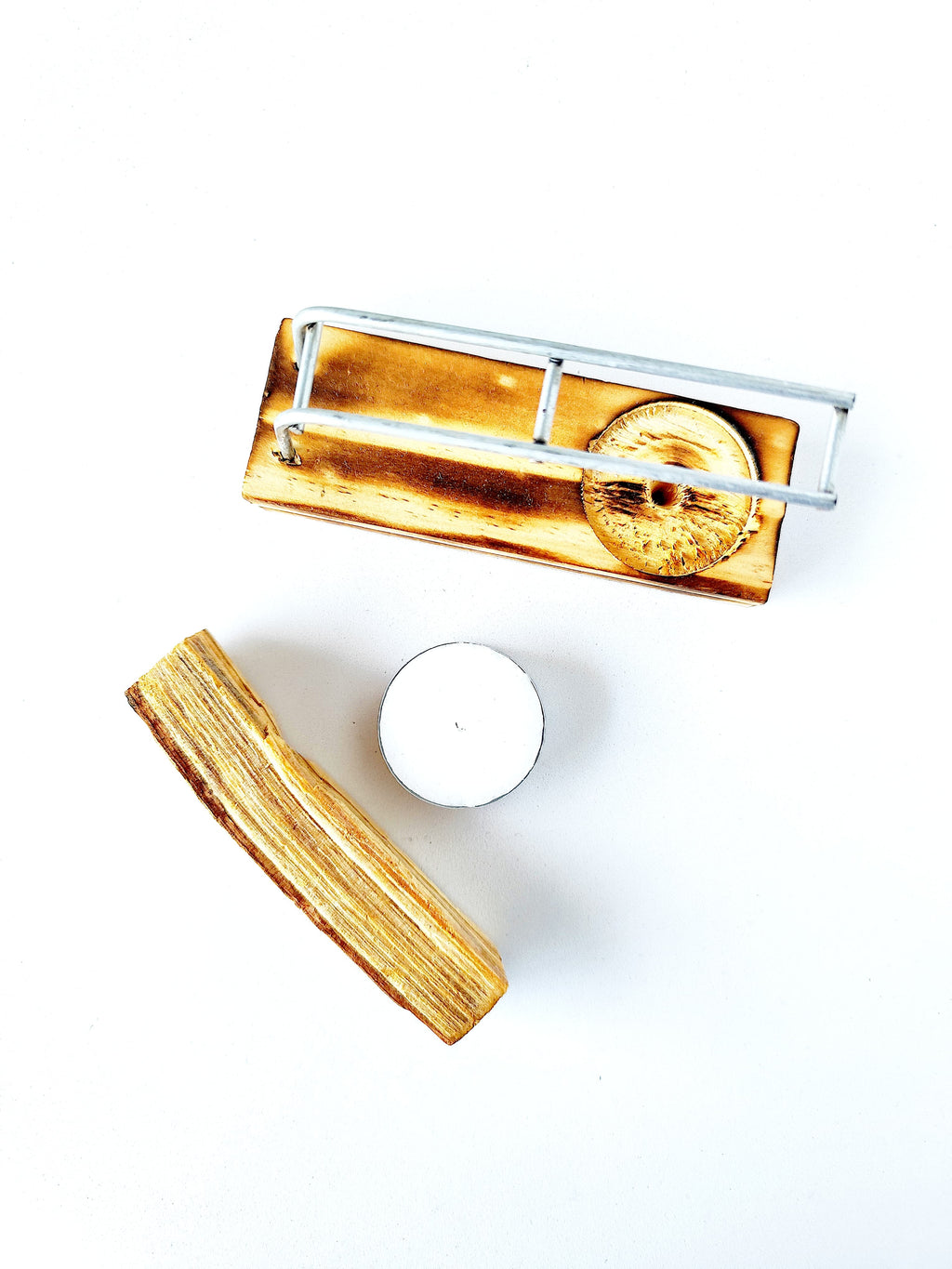 Pack Ritual de Sahumado: Quemador + Palo Santo + Vela – Buenkarma.cl