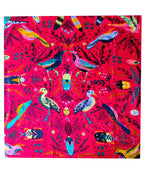 Pañoleta Roja Insectos y Aves  90x90 - Buenkarma.cl