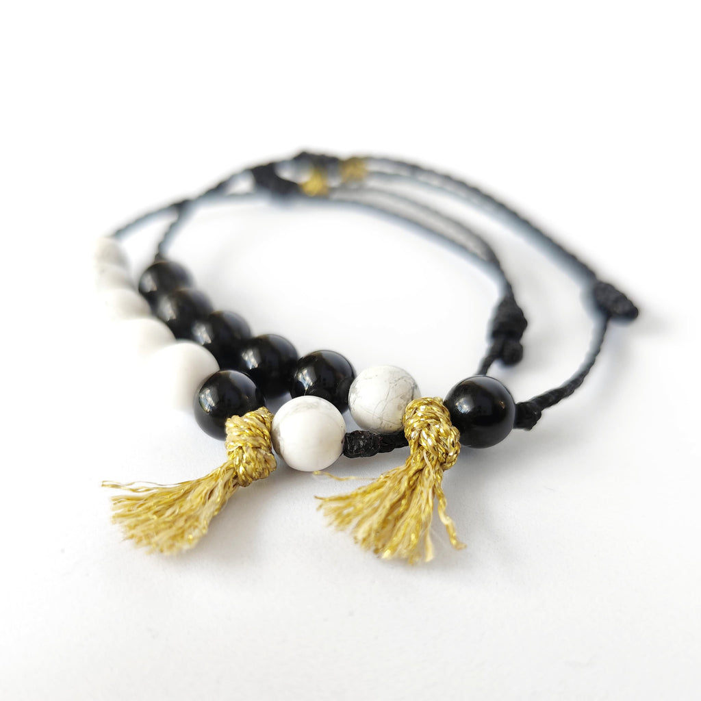 Set 2 Pulseras Amuleto Ying Yang – Equilibrio y Amor – Topacio Macramé