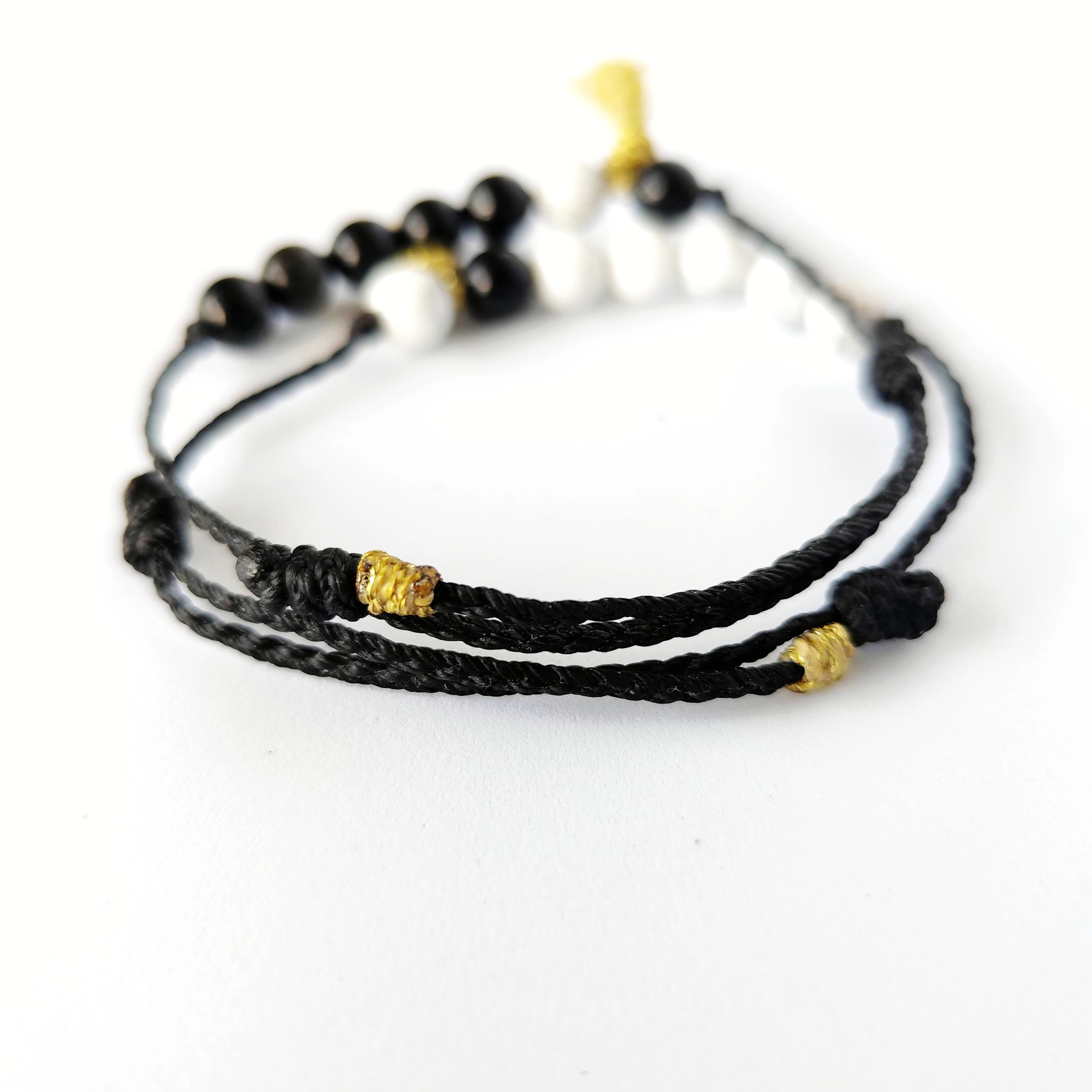 Set 2 Pulseras Amuleto Ying Yang – Equilibrio y Amor – Topacio Macramé