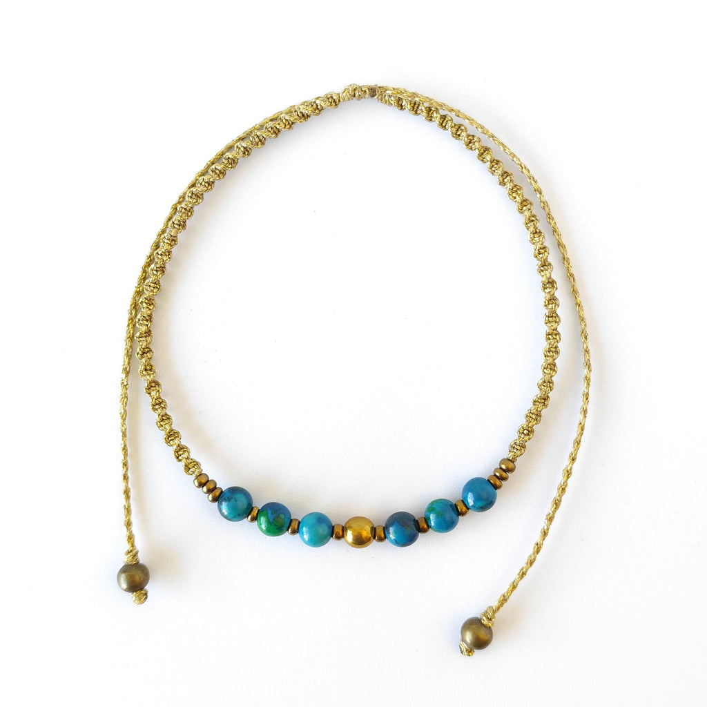 Collar Sentir de Crisocola y Hematita – Topacio Macramé
