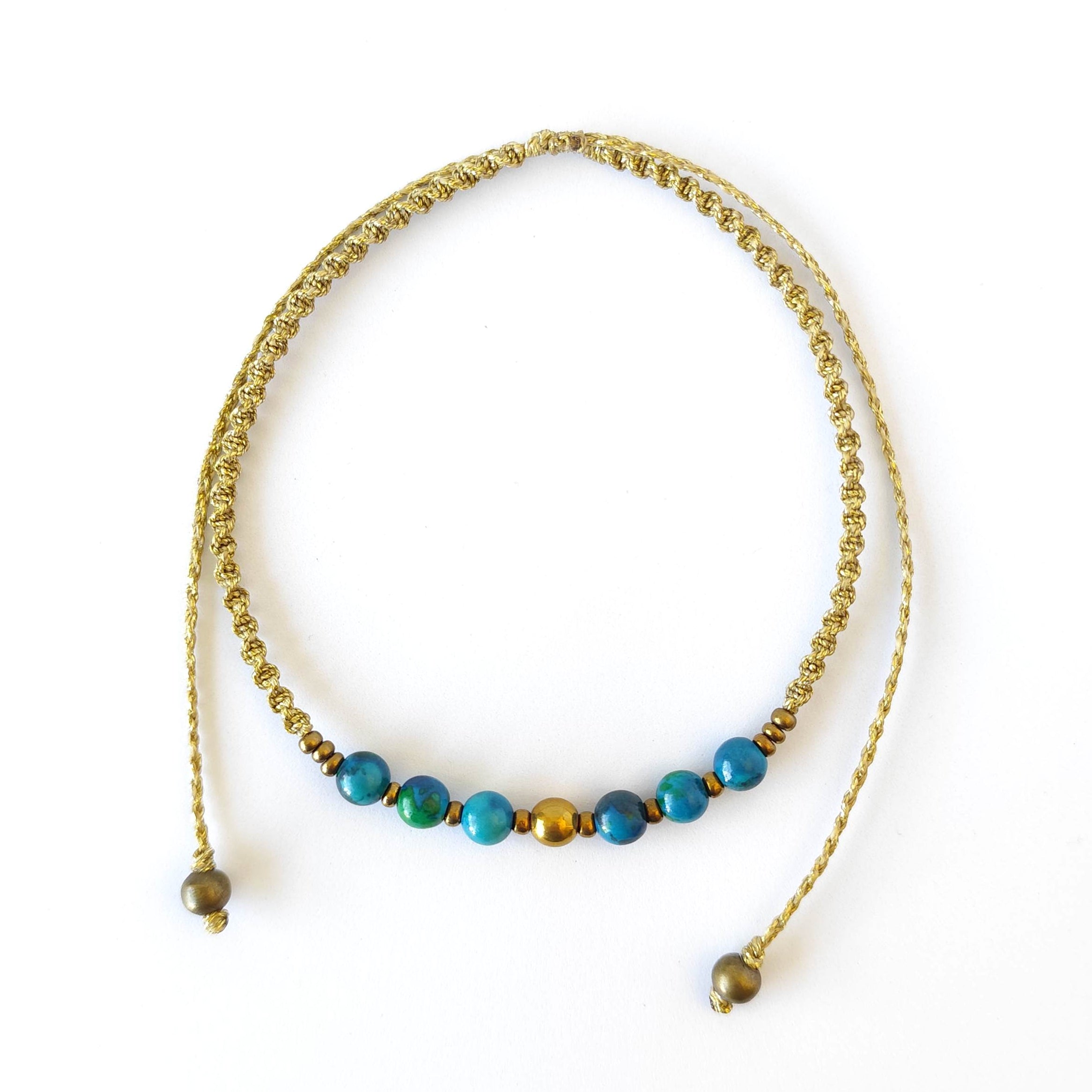 Collar Sentir de Crisocola y Hematita – Topacio Macramé