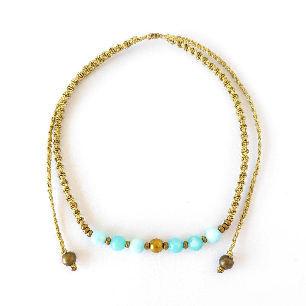Collar Sentir de Amazonita y Hematita – Topacio Macramé
