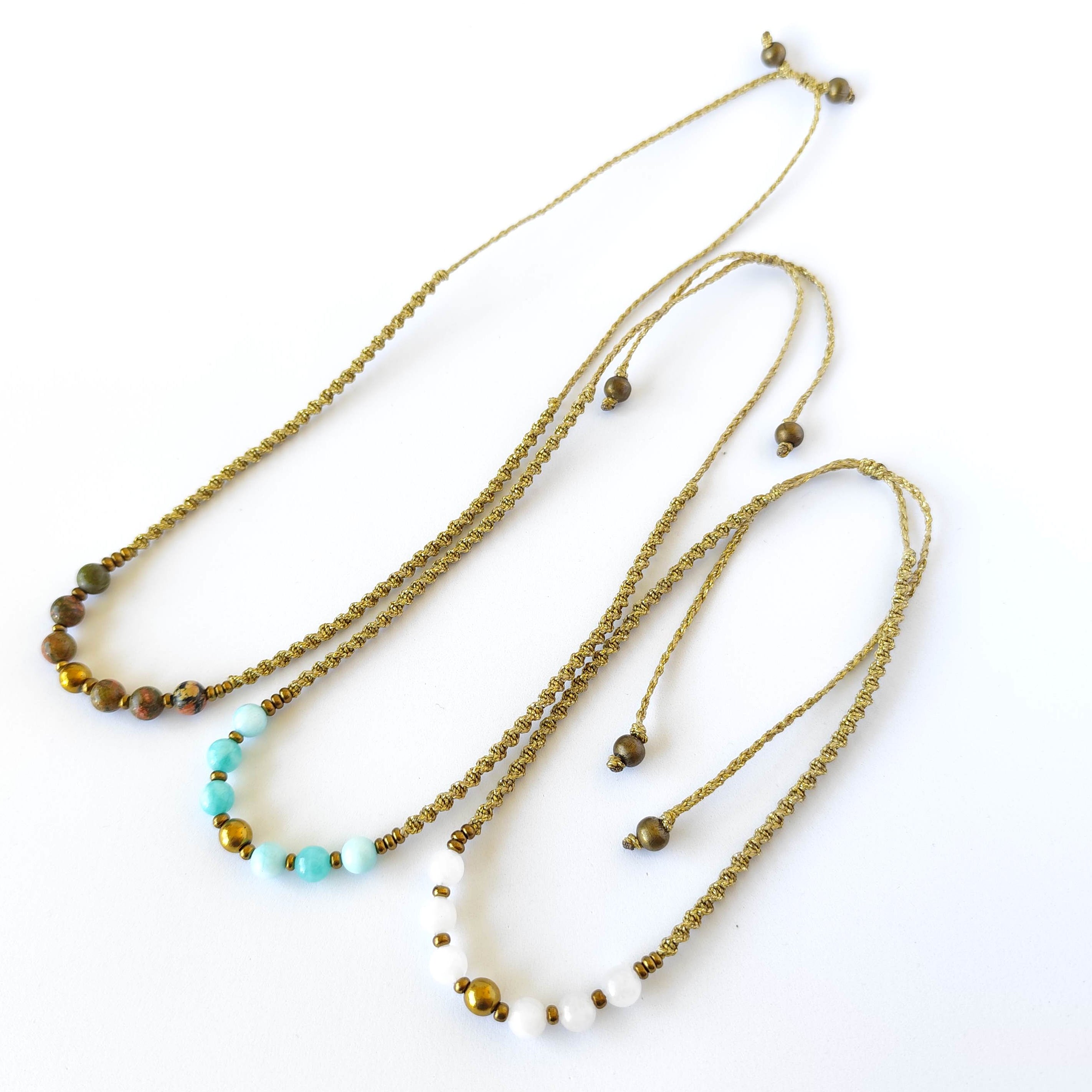 Collar Sentir de Crisocola y Hematita – Topacio Macramé