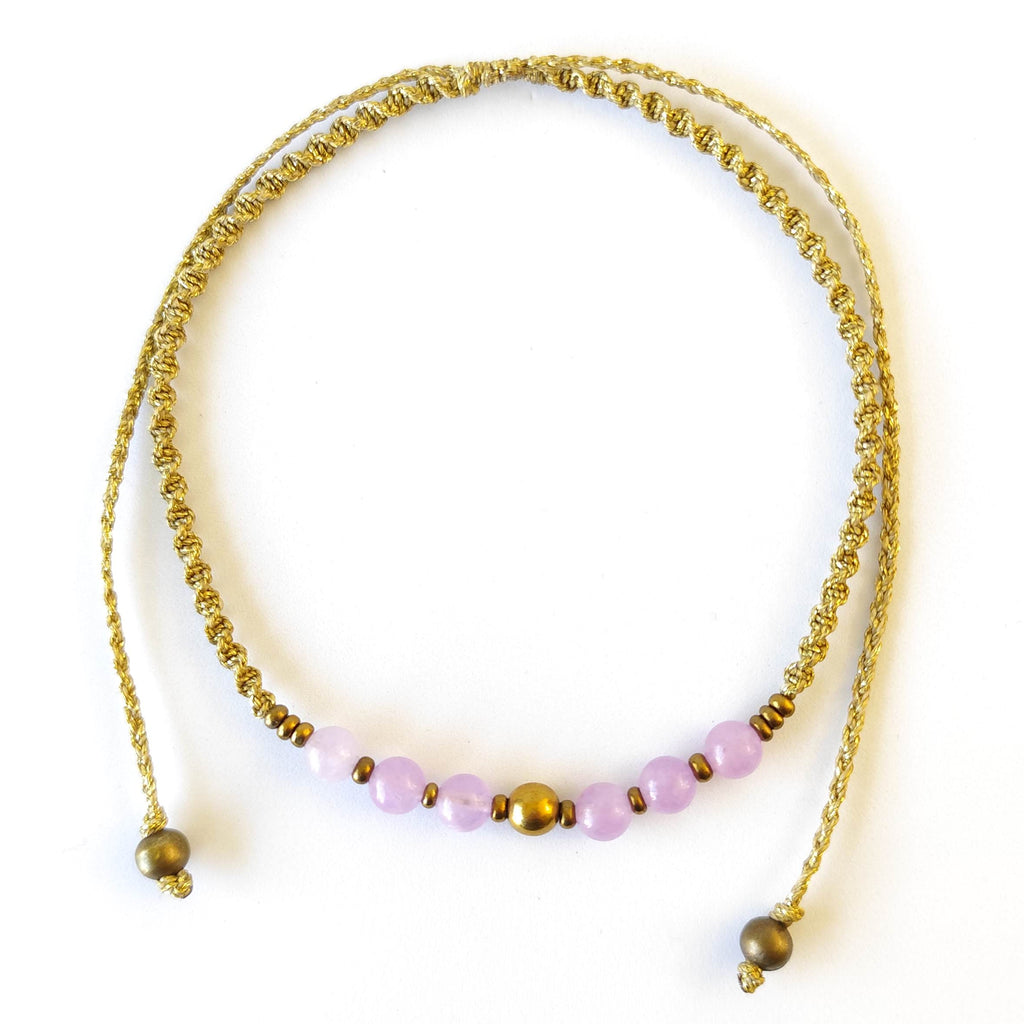 Collar Sentir de Amatista y Hematita – Topacio Macramé