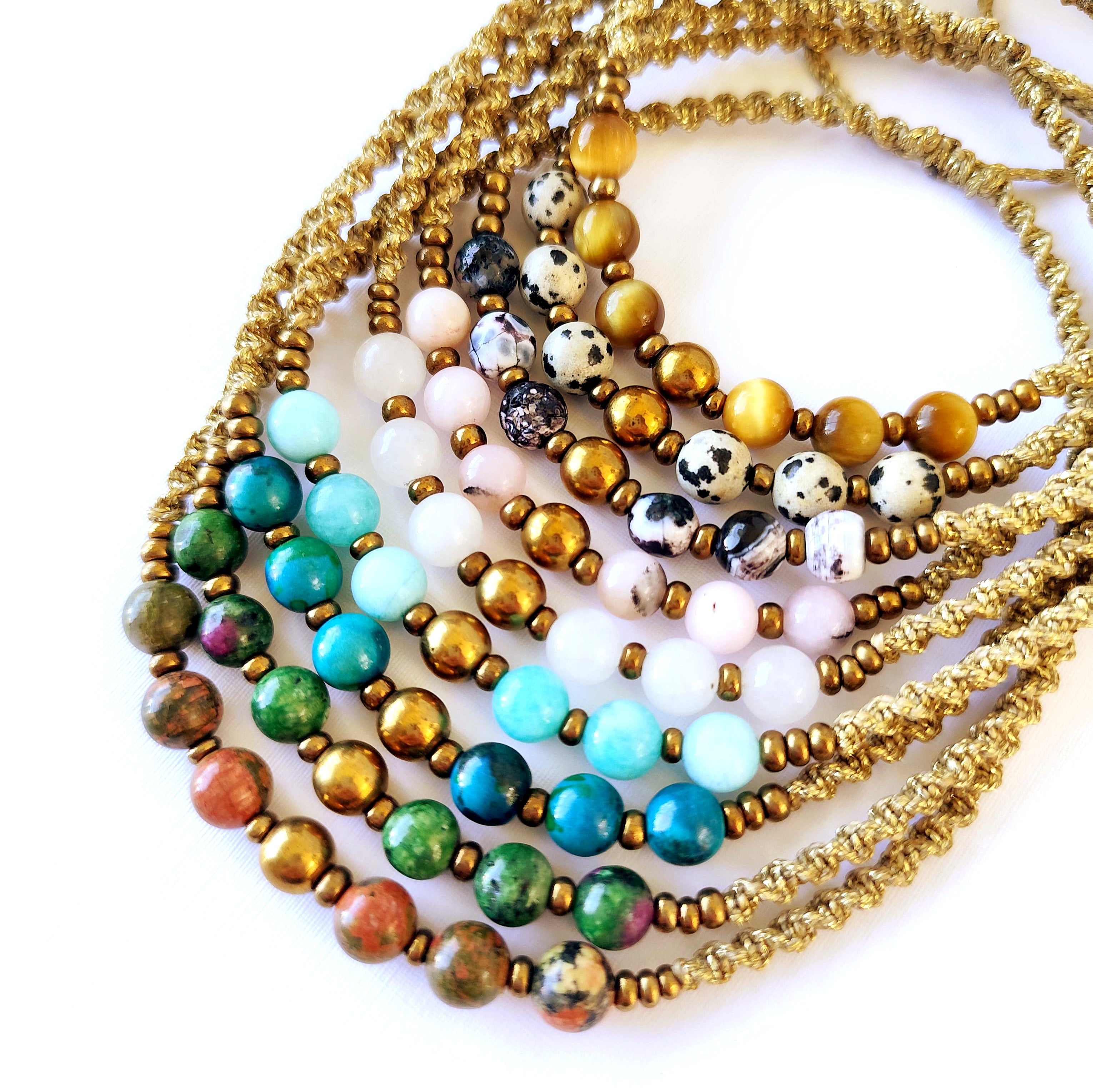 Collar Sentir de Crisocola y Hematita – Topacio Macramé