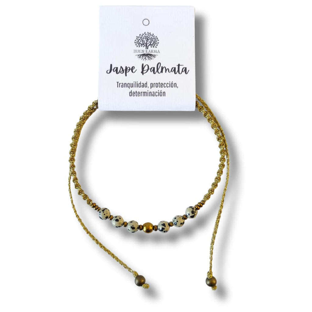 Collar Sentir de Jaspe Dalmata y Hematita – Topacio Macramé
