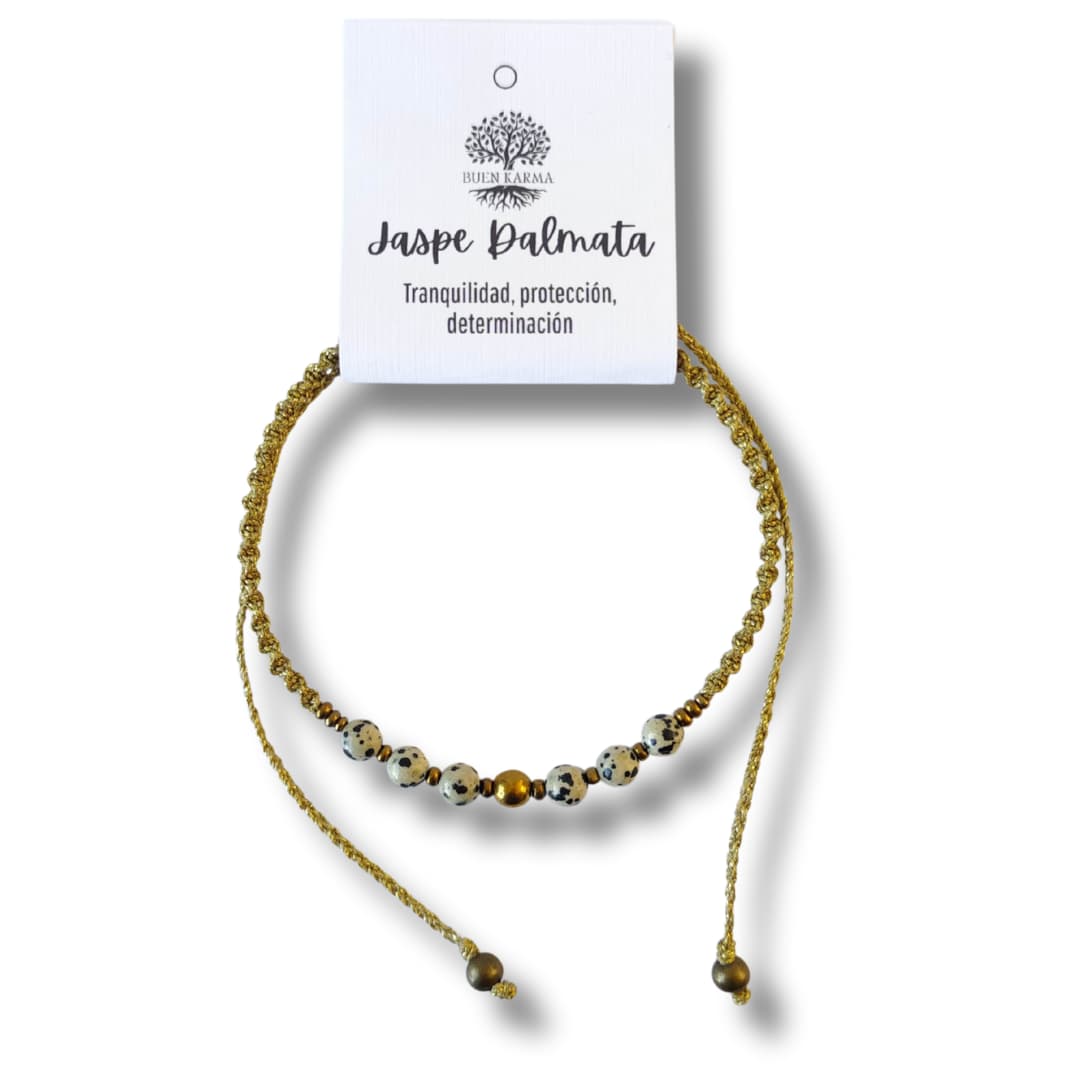 Collar Sentir de Jaspe Dalmata y Hematita – Topacio Macramé