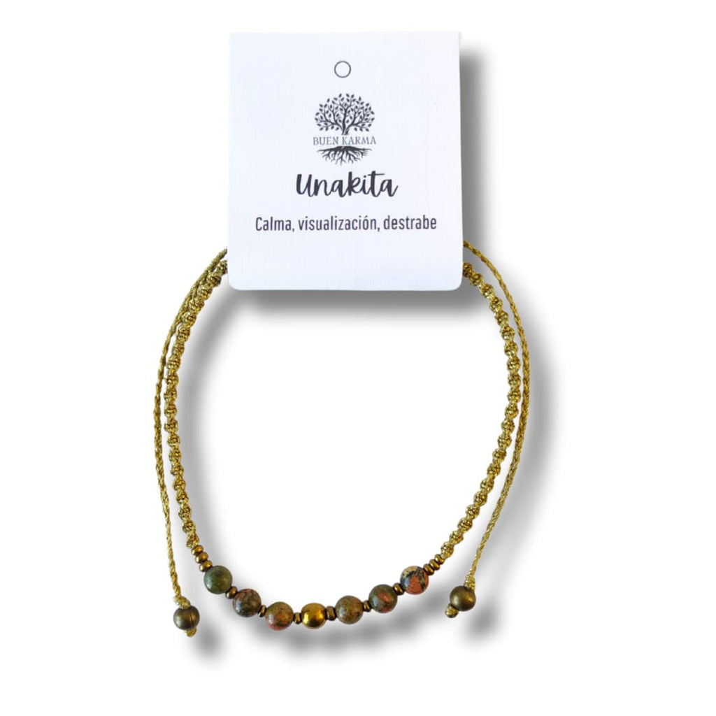 Collar Sentir de Unakita y Hematita – Topacio Macramé