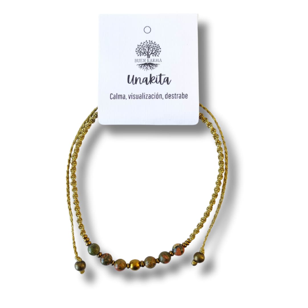 Collar Sentir de Unakita y Hematita – Topacio Macramé
