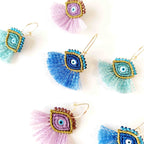 Aros Ojo Turco con Flecos – Topacio Macramé